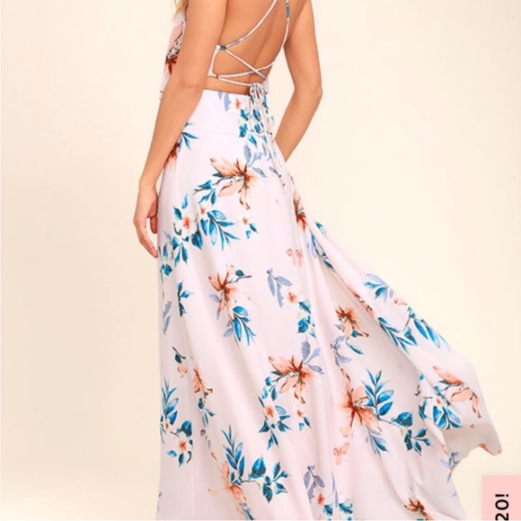 Lulus light pink floral open back maxi dress size small - Picture 2 of 5